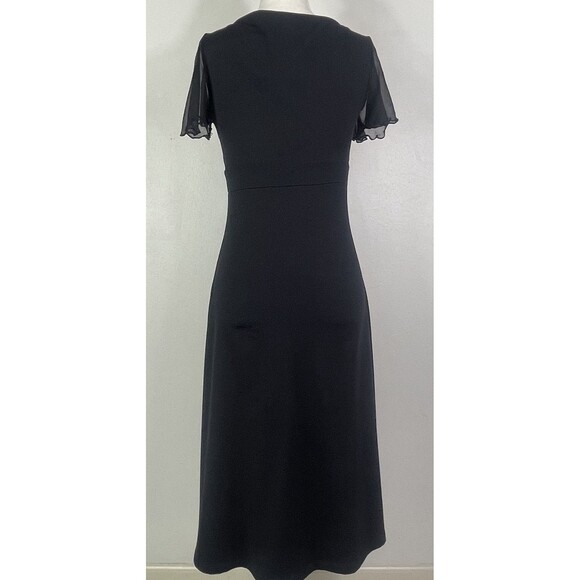 Susana Monaco Babydoll V Neck Sheath Dress Black Silk Sleeves Medium Y2K Fitted - Picture 5 of 7